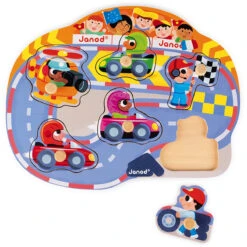 JANOD Knoppuzzel Racing 18 Mnd+ -Speelgoedverkoop janod puzzel racing 117100