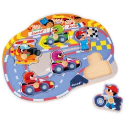 JANOD Knoppuzzel Racing 18 Mnd+ -Speelgoedverkoop janod puzzel racing 117100 c 1